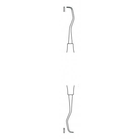 Gracey Curettes Slight Contra-Angle For Anterior Incisors And Canines, Fig. 3/4H, 8 mm Hollow Handle